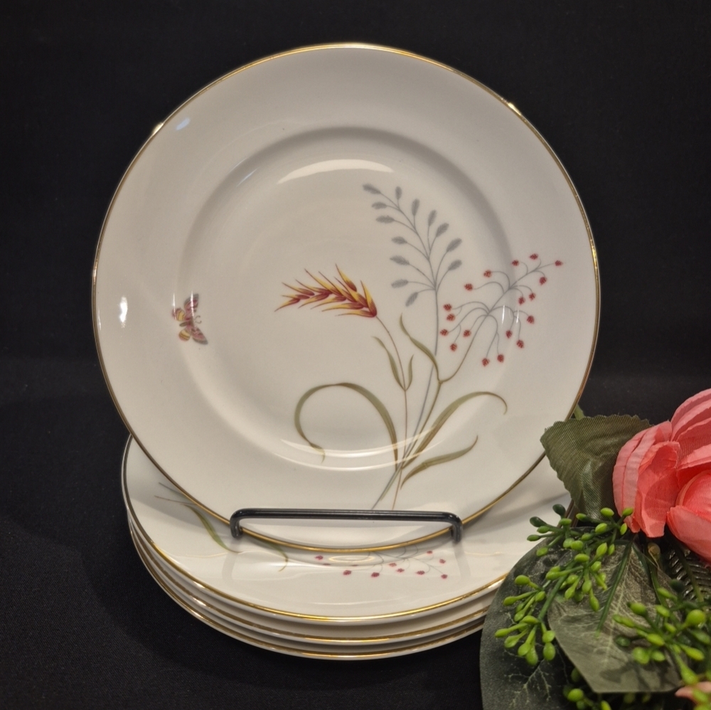 Rosenthal Salad/Dessert Plates Aida Continental 3162 White Wheat - Set of 4